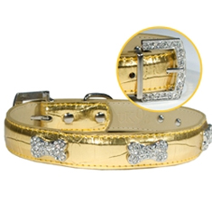 Gold Metallic Croc Bone Collar