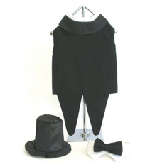 Black Tuxedo with Tails Hat and BowTie Collar