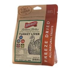 Bravo Bonus Bites Freeze Dried Turkey Liver Dog Treats