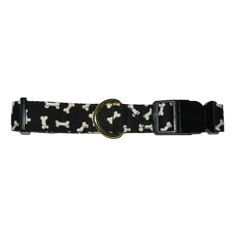 Elmos Closet Black Bones Buckle Collar