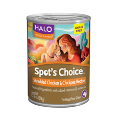 Halo Spots Choice for Dogs Chicken and Chickpea Cans