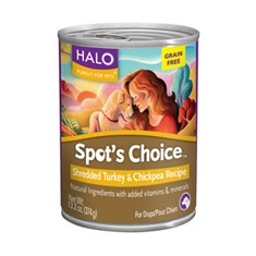 Halo Spots Choice for Dogs Turkey and Chickpea Cans