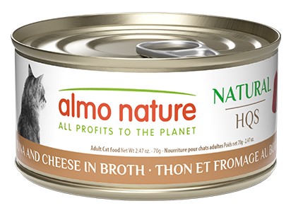 Almo Nature Natural Tuna Cheese in Broth Grain Free Canned Cat Food