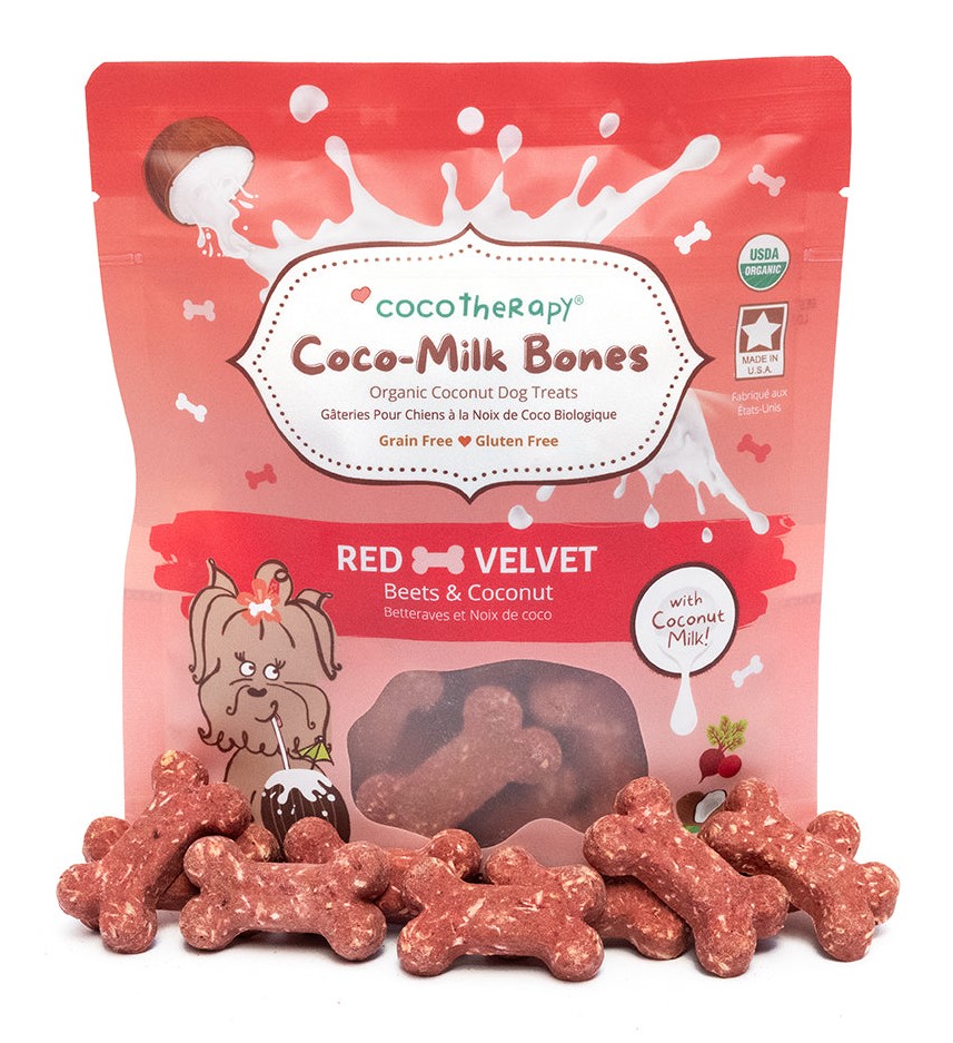 Coco Therapy Coco Milk Bones Red Velvet Biscuit Organic Coconut Dog Treat