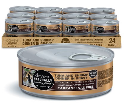 Daves Grain Free Canned Cat Food Ahi Tuna and Shrimp