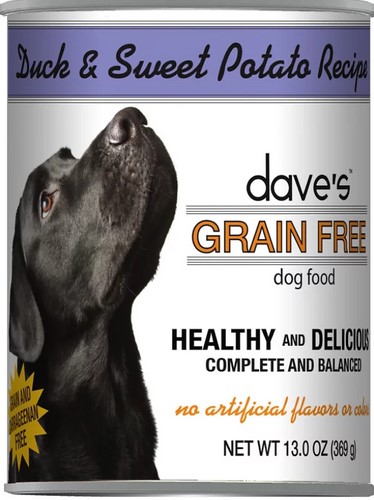 Daves Grain Free Canned Dog Food Duck and Sweet Potato Recipe