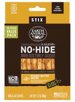 Earth Animal Dog Treat No Hide Peanut Butter Chew Stix