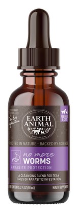 Earth Animal Organic Herbal Remedies No More Worms Tincture for Dogs