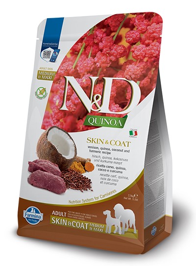 Farmina Grain Free LID Quinoa Skin and Coat Venison Dry Dog Food