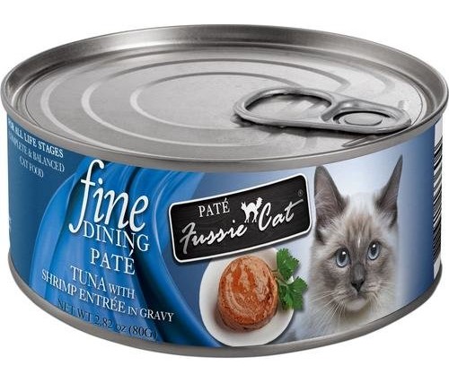 Fussie Cat Fine Dining Pate Tuna with Shrimp Entree in Gravy