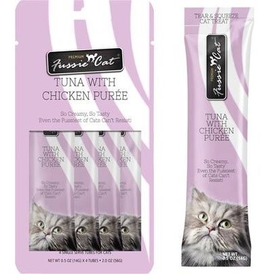 Fussie Cat Treat Puree Tuna with Chicken 4 Pack
