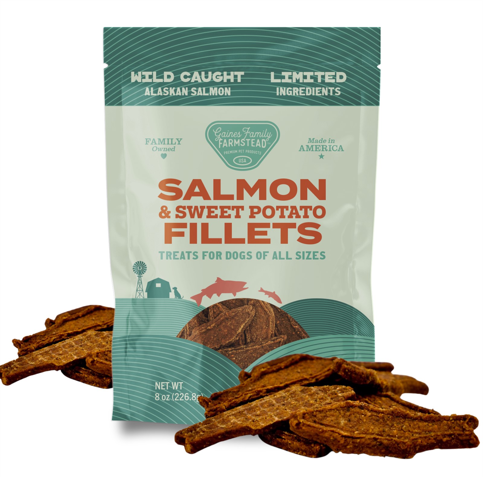 Gaines Family Farmstead Sweet Potato and Salmon Fillets Dog Treat