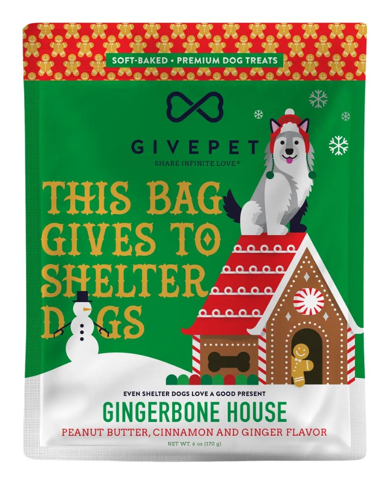 GivePet Holiday Dog Treat Soft Chew Gingerbone House