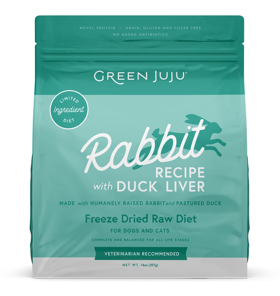 Green Juju Freeze Dried Rabbit Recipe with Duck Liver Dog Food