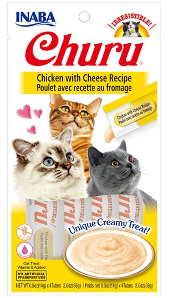 Inaba Churu Grain Free Chicken with Cheese Puree Lickable Cat Treat
