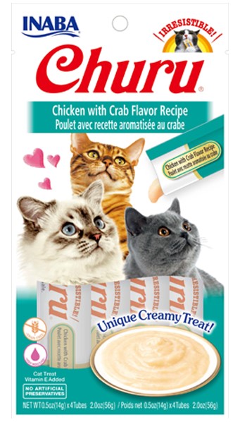 Inaba Churu Grain Free Chicken with Crab Flavor Puree Lickable Cat Treat
