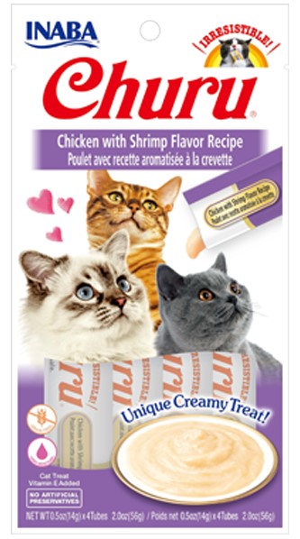 Inaba Churu Grain Free Chicken with Shrimp Flavor Puree Lickable Cat Treat