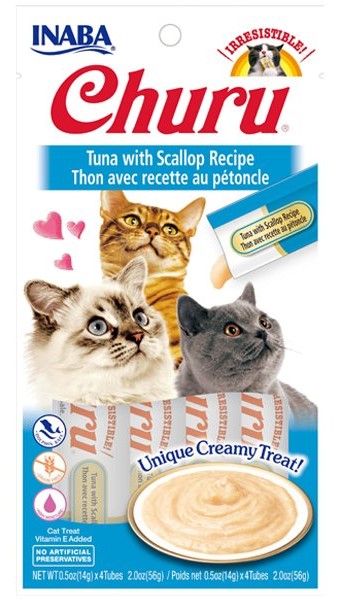 Inaba Churu Grain Free Tuna with Scallop Puree Lickable Cat Treat
