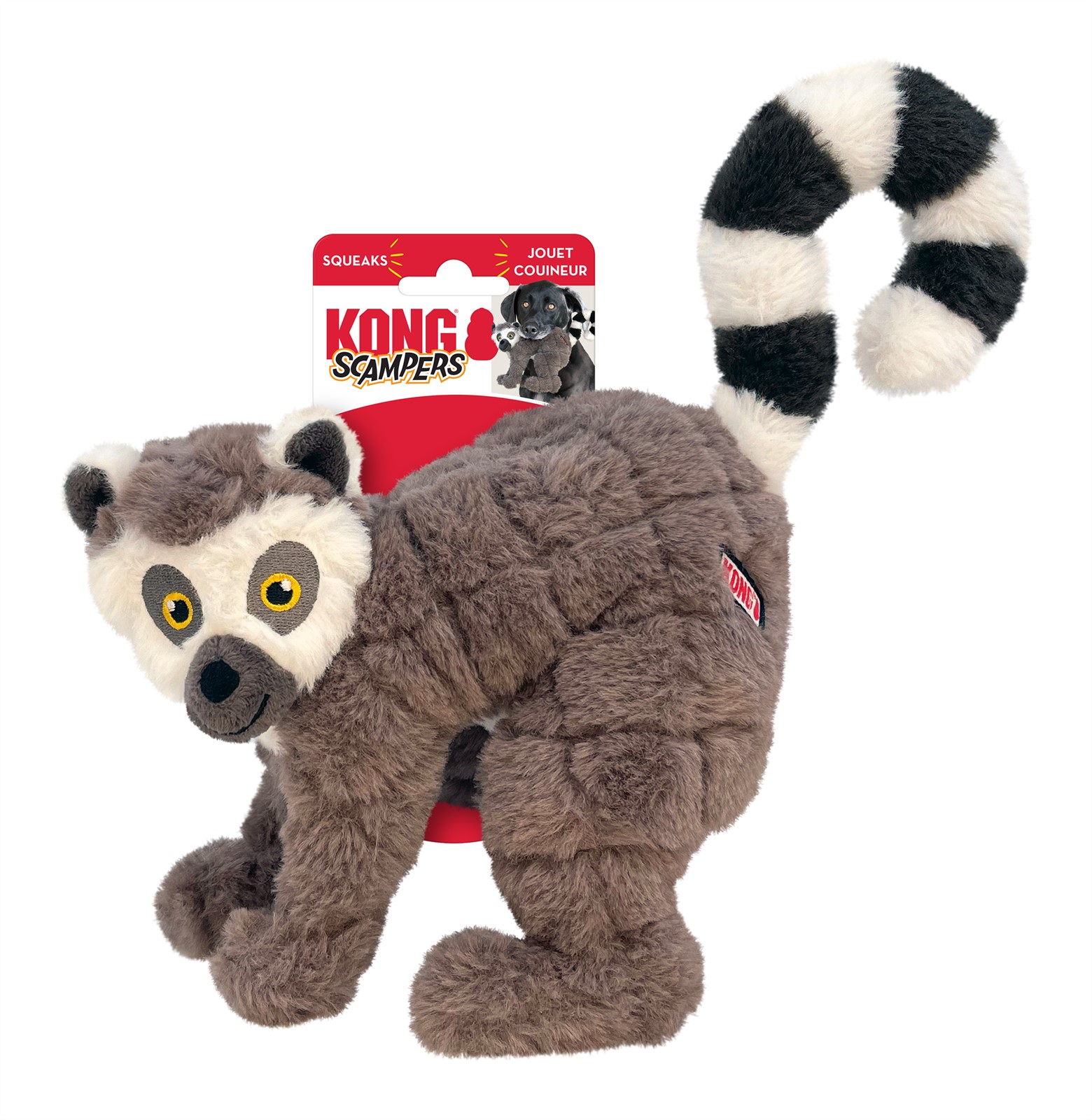 KONG Scampers Lemur Squeaky Dog Plush Toy
