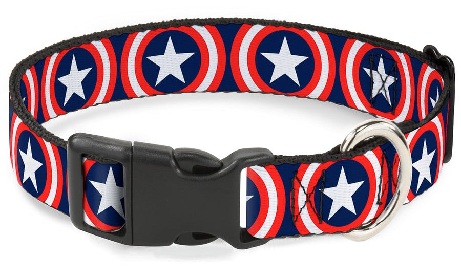 Marvel Plastic Clip Collar Captain America Shield Repeat Navy