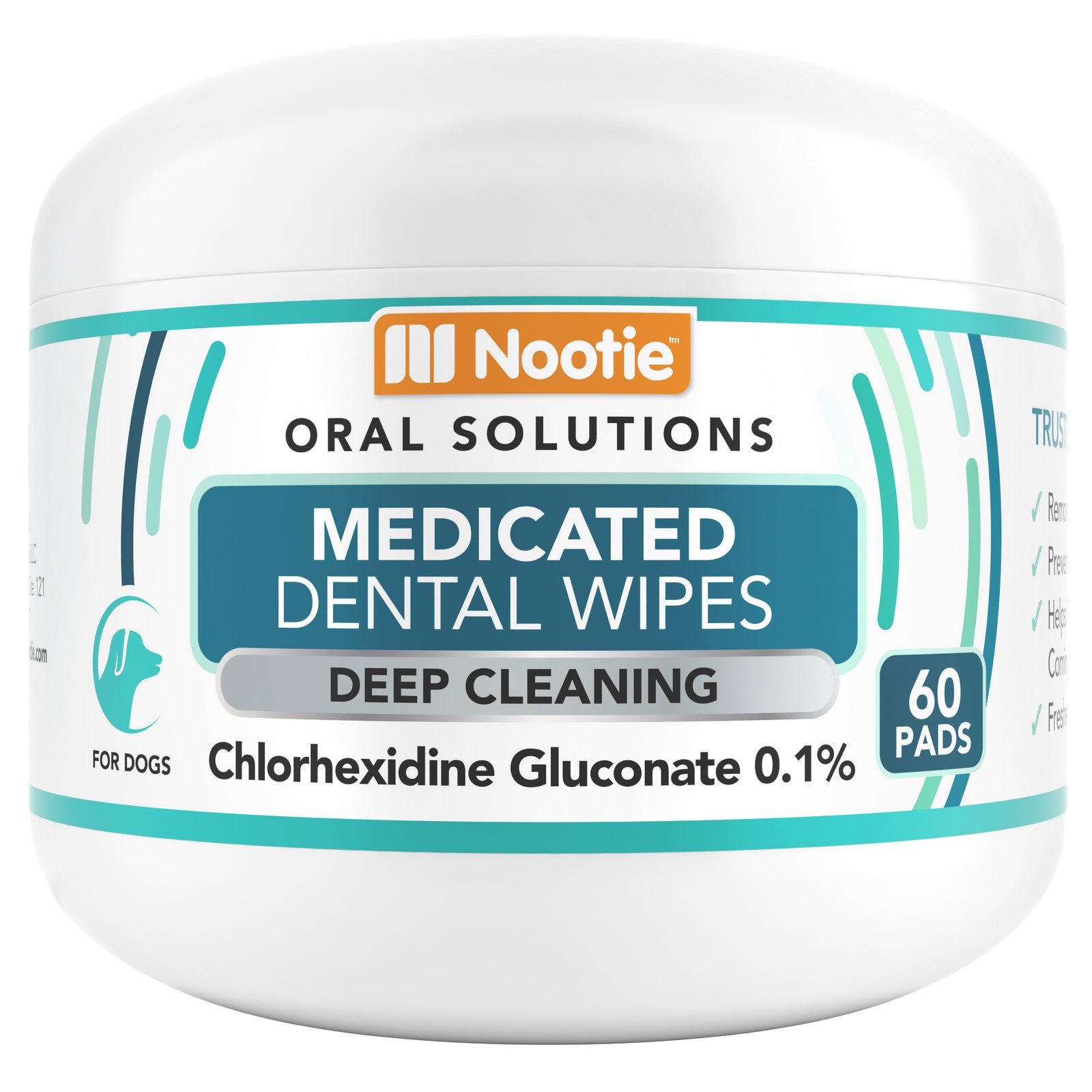 Nootie Oral Solutions Medicated Dog Dental Wipes