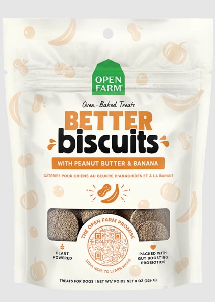 Open Farm Dog Treat Better Biscuits PB Banana