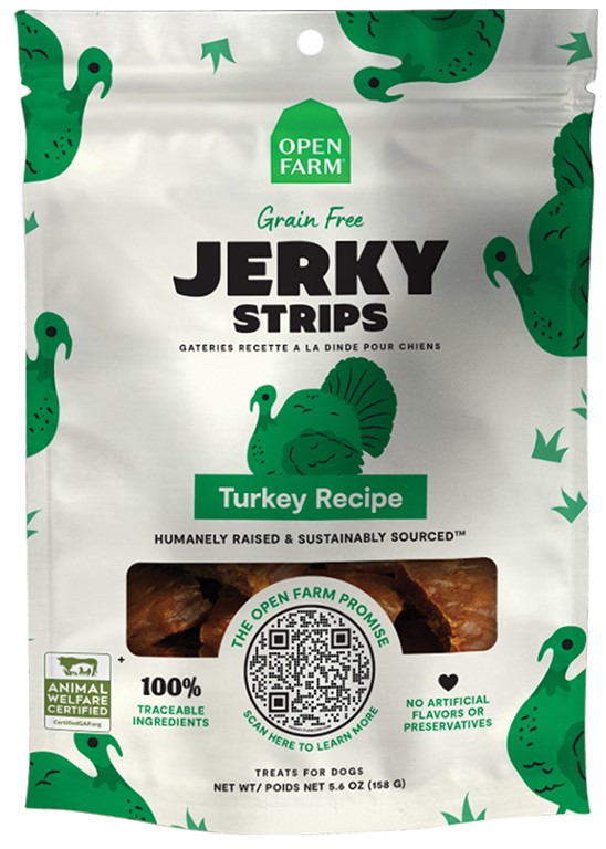 Open Farm Grain Free Turkey Jerky Strips Dog Treats