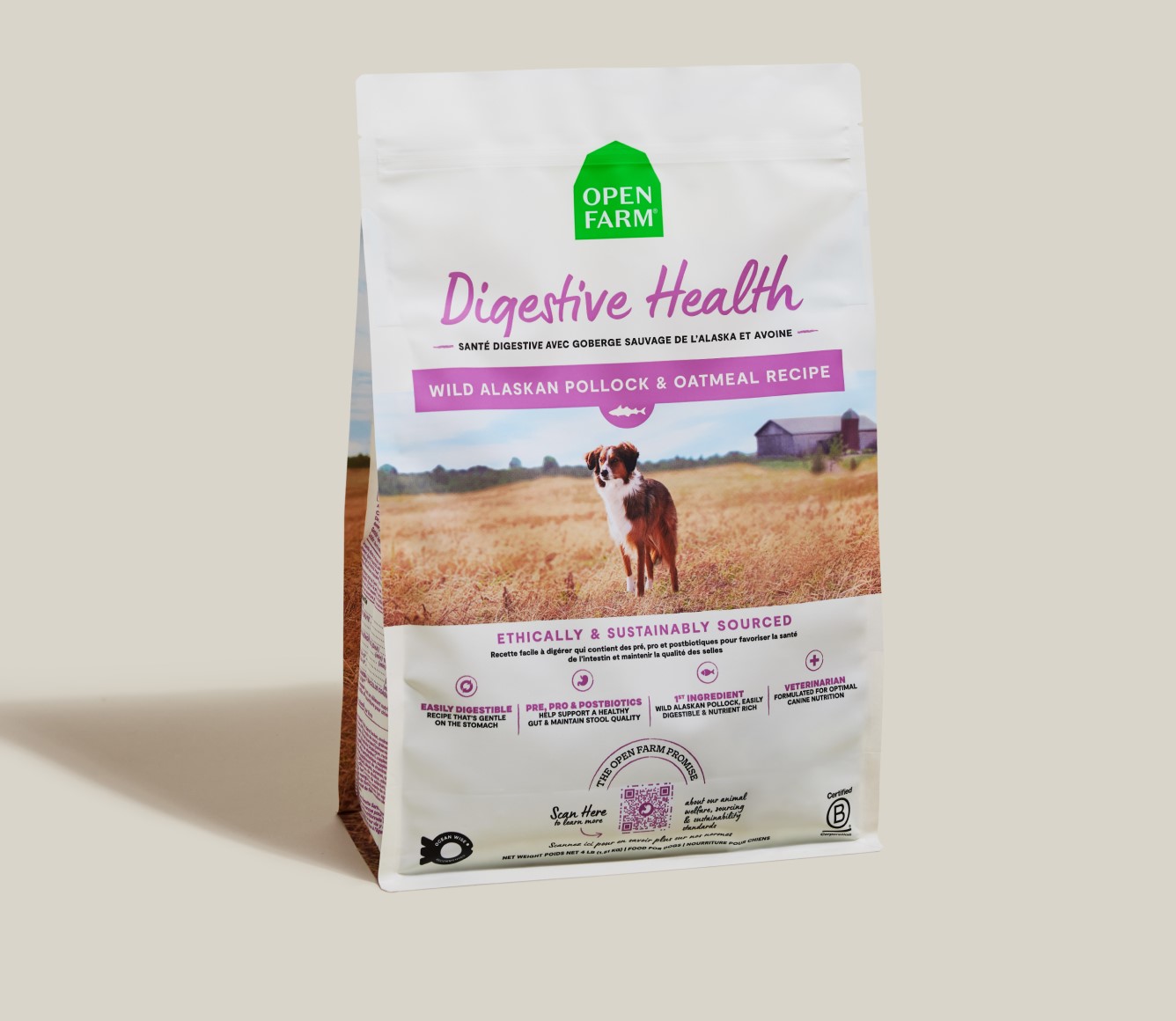 Open Farm Pollock Oatmeal Digestive Health Dry Dog Food