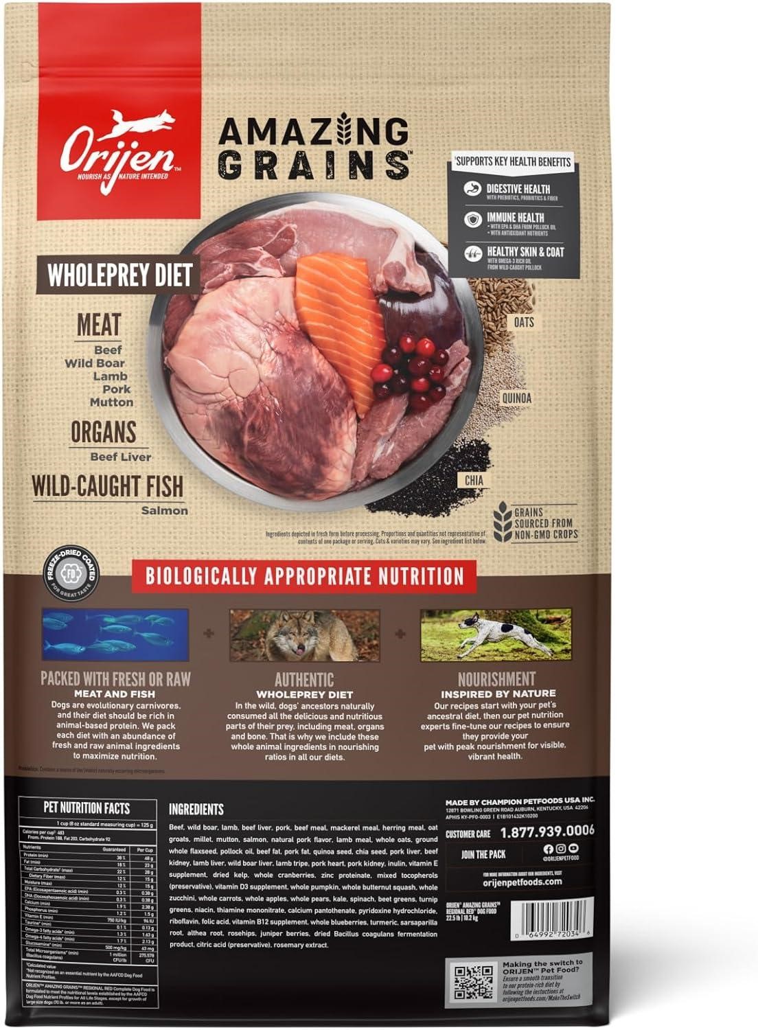 Orijen Amazing Grains Regional Red Recipe Dry Dog Food