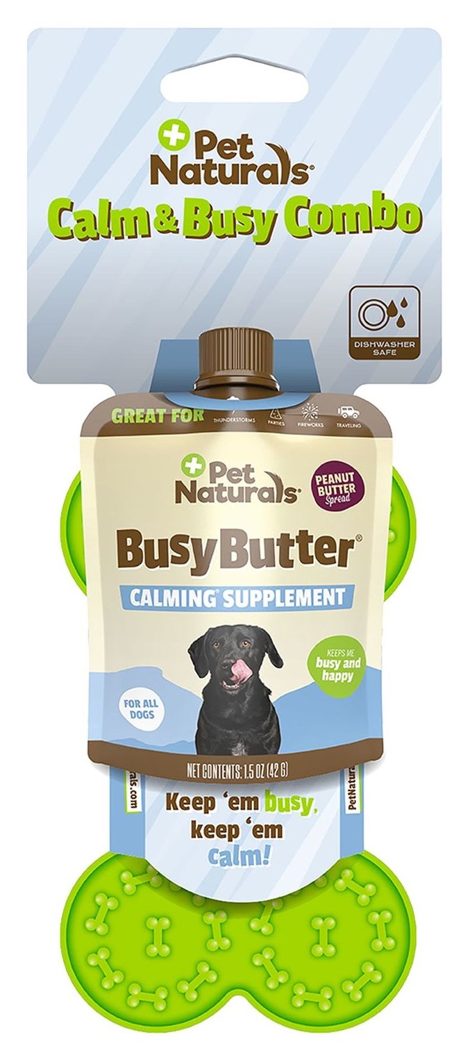 Pet Naturals Dog Treat Busy Butter Calm and Busy Calming Peanut Butter Lick Mat Combo