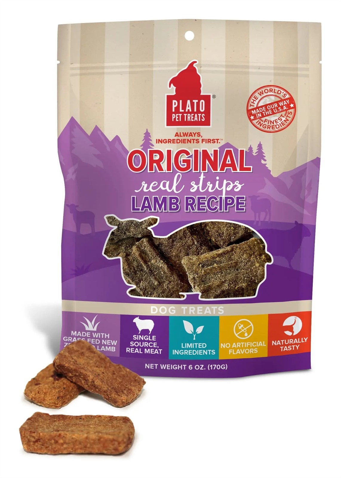 Plato Original Real Strips Lamb Dog Treat