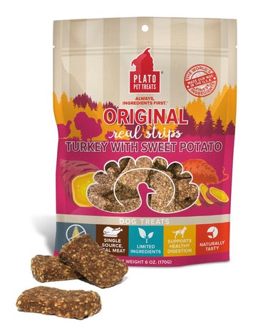 Plato Original Real Strips Turkey Sweet Potato Dog Treats