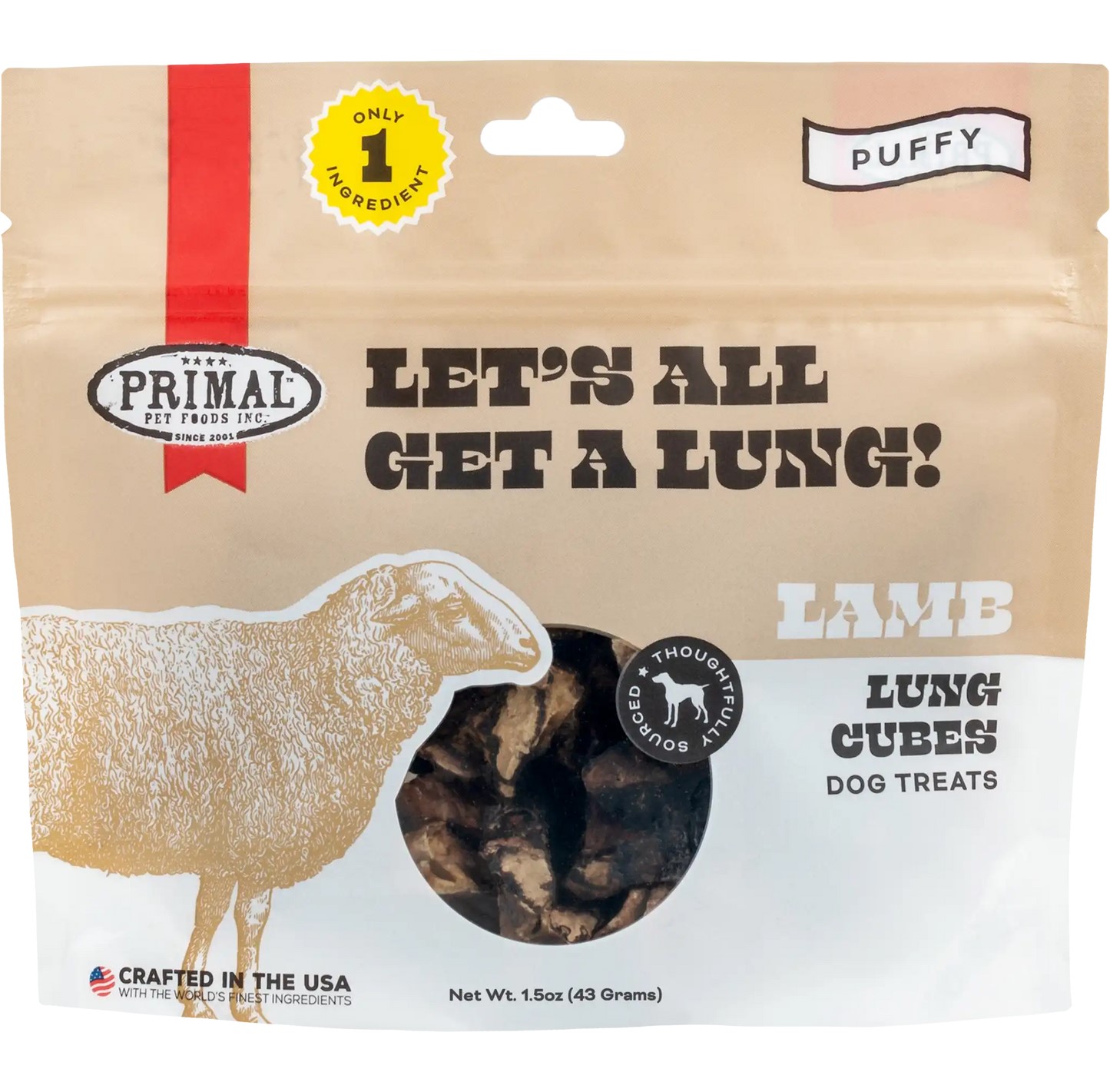 Primal Lets All Get a Lung Lamb Lung Treats for Dogs