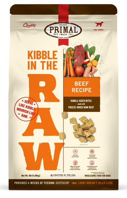 Primal Pet Kibble in the Raw Beef Recipe for Dogs