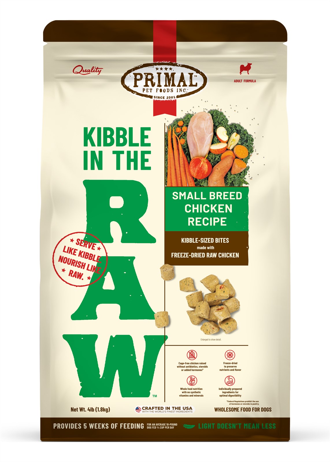 Primal Pet Kibble in the Raw Small Breed Chicken Recipe for Dogs