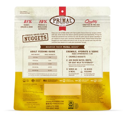 Primal Rabbit Formula Nuggets Grain Free Freeze Dried Dog Food