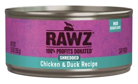 Rawz Cat Can Shredded Chicken and Duck