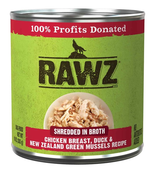 Rawz Dog Can Shredded Chicken Breast Duck New Zealand Green Mussels
