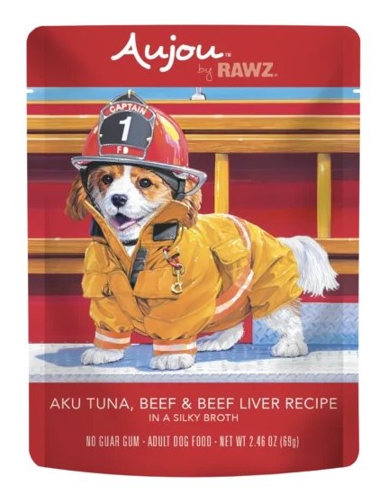 Rawz Dog Pouch Grain Free Aujou Aku Tuna Beef and Beef Liver