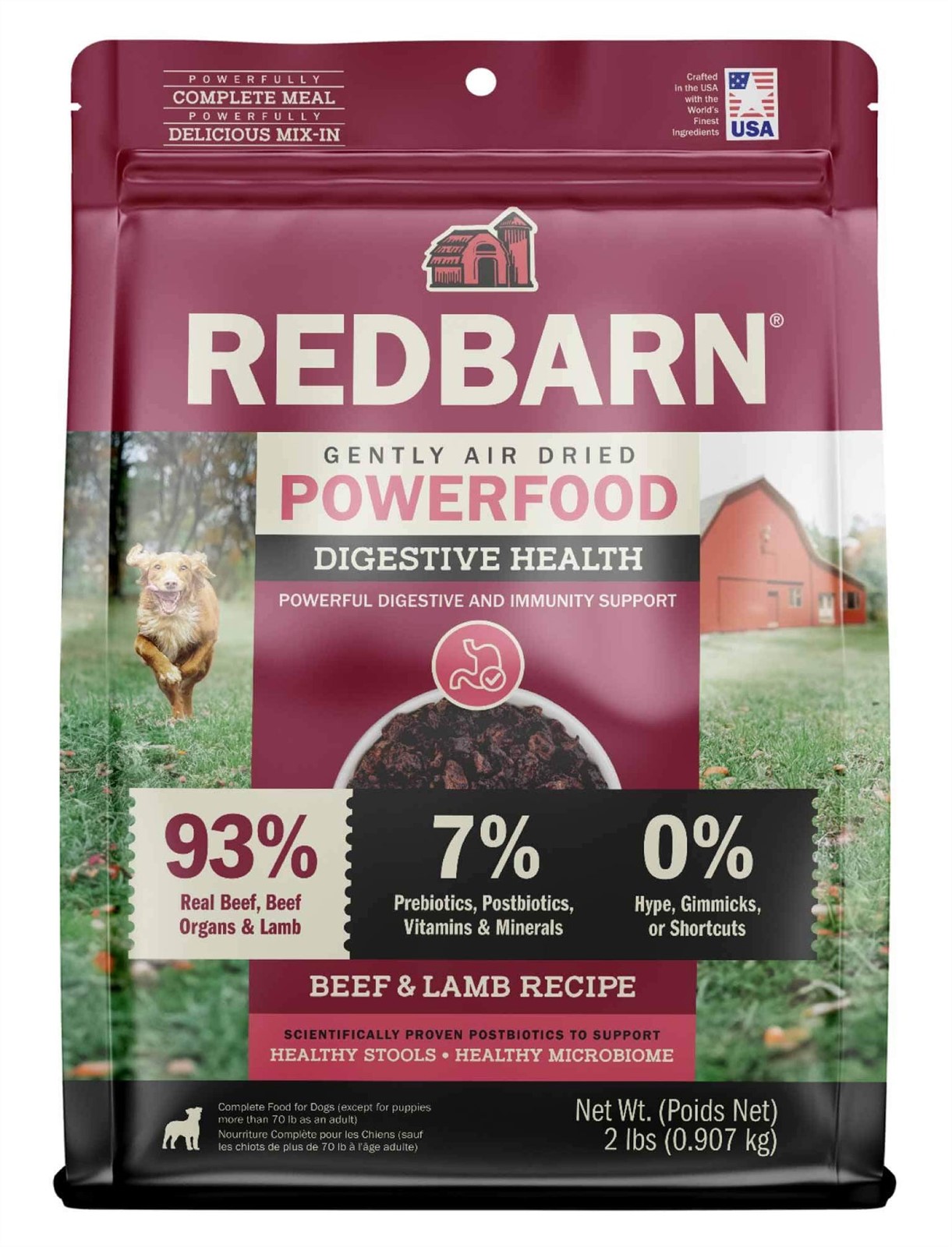 RedBarn Air Dried Gut Health and Digestion Beef Lamb Recipe Dog Food