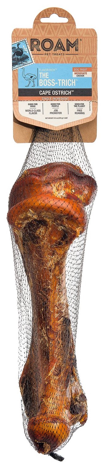 ROAM Pet Treats The Boss Trich Cape Ostrich Bone for Dogs