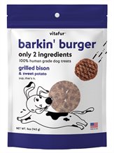 Barkin Burger Grilled Bison and Sweet Potato Dehydrated Dog Treats