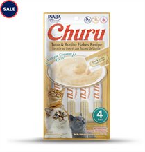 Inaba Churu Tuna with Bonito Flakes Creamy Puree Grain Free Lickable Cat Treats