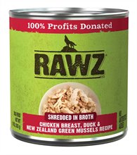 Rawz Dog Can Shredded Chicken Breast Duck New Zealand Green Mussels