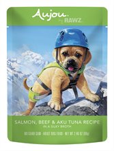 Rawz Dog Pouch Grain Free Aujou Salmon Beef and Aku Tuna