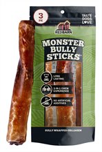Redbarn Dog Treat Monster Bully Wrapped Collagen Stick