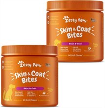 Zesty Paws Omega Bites Bacon Flavored Soft Chews Skin Coat Supplement for Dogs