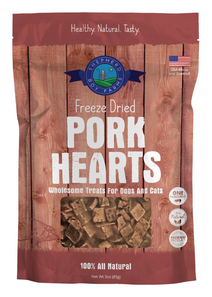 Shepherd Boy Farms Freeze Dried Pork Hearts Dog or Cat Treat