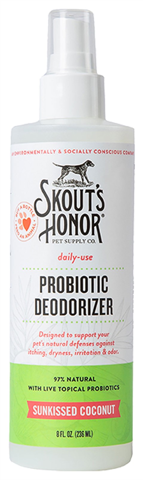 Skouts Honor Natural Sunkissed Coconut Scent Probiotic Dog Cat Deodorizer Spray