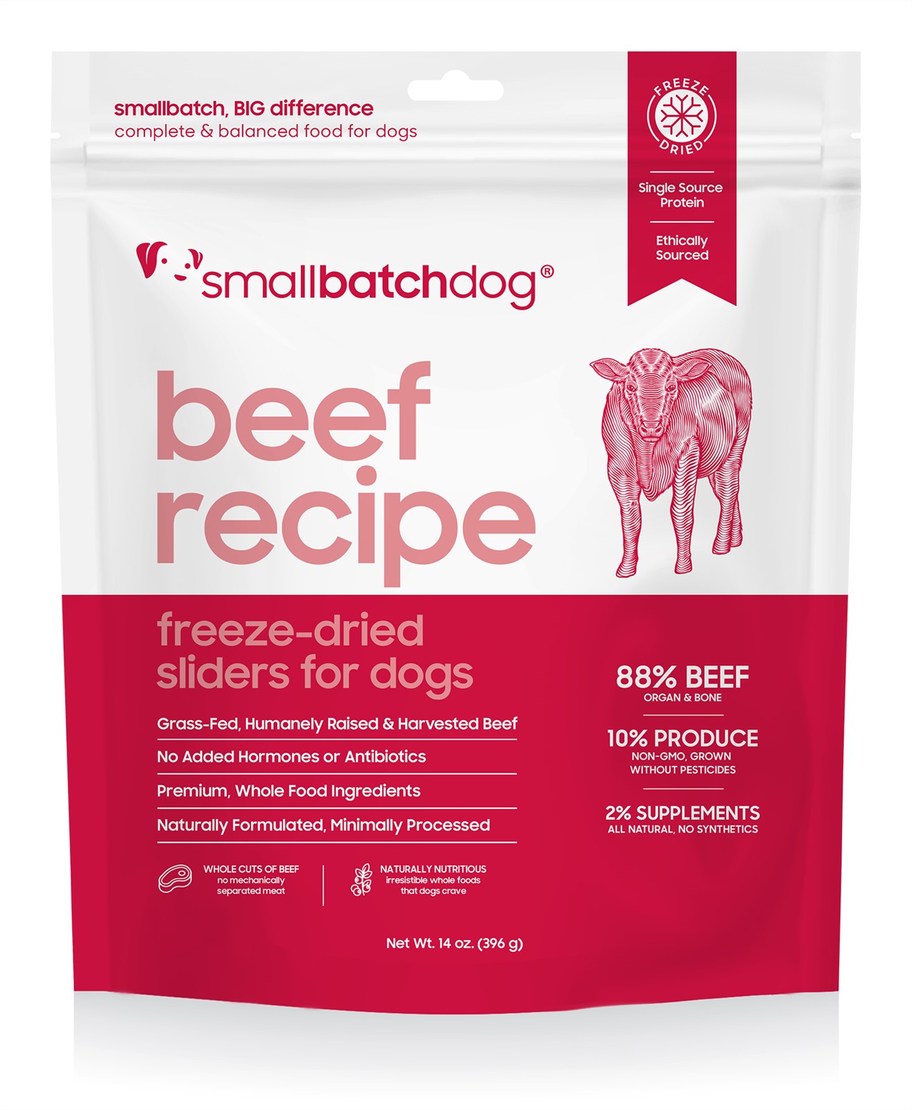 Small batch Beefbatch Freeze Dried Dog Sliders
